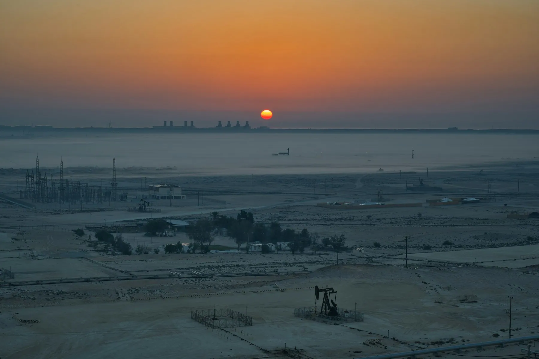 Industrial landscape at sunrise